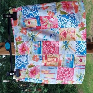 Talbots Tropical Hawaiian Palm Tree Patchwork Straight mini Skirt Sz 8